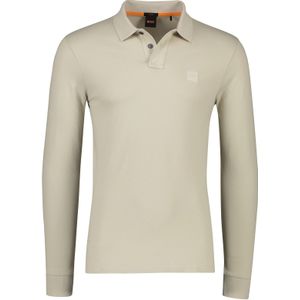 BOSS polo slim fit beige Passerby katoen 2-knoops