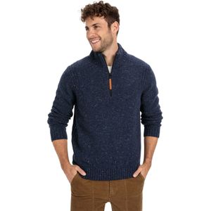 Camel Active trui donkerblauw half zip gebreid wijde fit