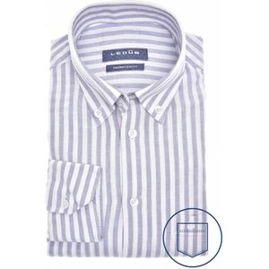 Ledub business overhemd normale fit blauw wit gestreept linnen