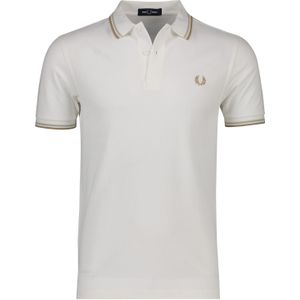 Fred Perry polo normale fit wit effen katoen met bruine details