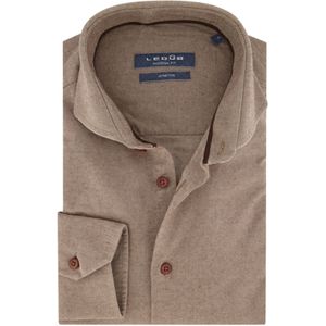 Ledub business overhemd Modern Fit normale fit beige effen katoen