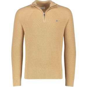 Gant trui bruin half zip effen