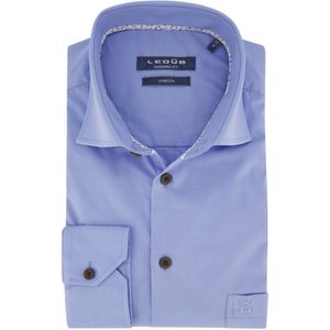 Ledub overhemd mouwlengte 7 normale fit blauw effen