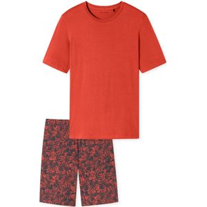 Schiesser Casual Essentials shortama rood geprint en effen