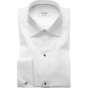 Eton black tie shirt wit plissé contemporary fit