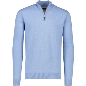 Portofino sweater half zip effen blauw katoen extra lang