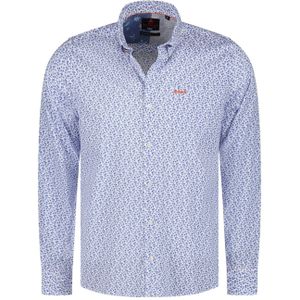 New Zealand overhemd normale fit lichtblauw geprint katoen