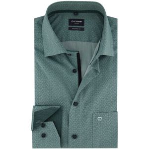Olymp overhemd mouwlengte 7 normale fit groen geprint katoen