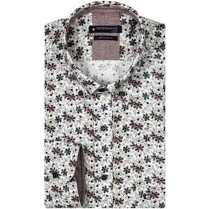 Giordano overhemd wit bloemen geprint katoen