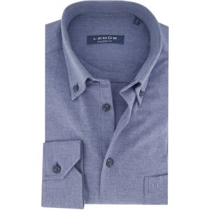 Ledub business overhemd normale fit blauw gemeleerd met borstzak