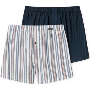 Schiesser Boxershorts 2-pack blauw effen en blauw gestreept