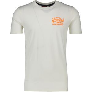 Superdry t-shirt ecru effen oranje tekst
