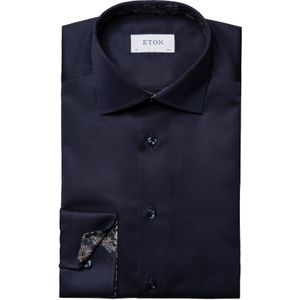 Eton business overhemd normale fit donkerblauw effen katoen Contemporary Fit
