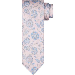 Profuomo zijde stropdas blauw roze geprint bloem