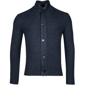 Thomas Maine vest blauw knopen opstaande kraag wol normale fit
