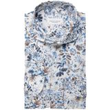 Overhemd Profuomo mouwlengte 7 slim fit blauw geprint katoen