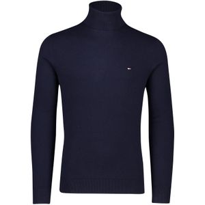 Tommy Hilfiger coltrui donkerblauw effen katoen kasjmier