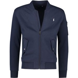 Donkerblauw Polo Ralph Lauren vest ronde hals rits effen katoen