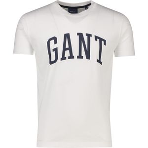 Gant t-shirt wit effen ronde hals normale fit katoen