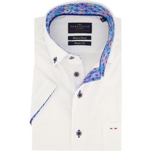 Portofino overhemd korte mouw button-down effen wit
