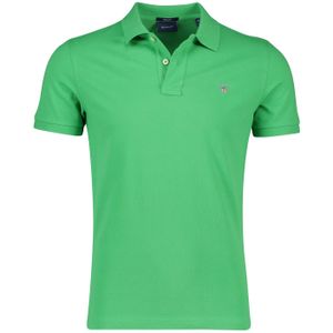 Gant polo wijde fit groen effen met logo katoen