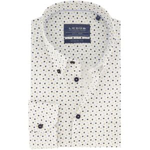Ledub overhemd Modern Fit mouwlengte 7 wit blauw geprint