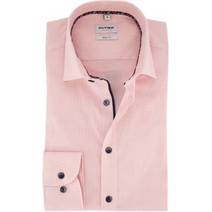 Olymp overhemd roze geruit katoen body fit