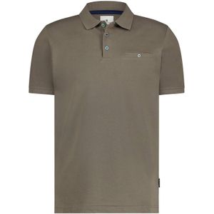 State of Art poloshirt wijde fit bruin effen katoen