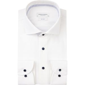 Profuomo overhemd mouwlengte 7 slim fit wit strijkvrij