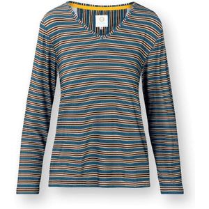 Trice Top Lange Mouw Kente Stripe Blauw L