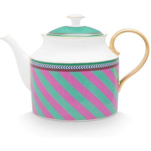 Pip Chique Stripes Theepot Groot Roze/Groen