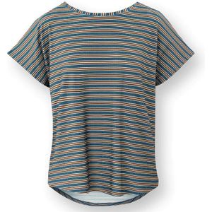 Tatum Top Korte Mouw Kente Stripe Blauw M