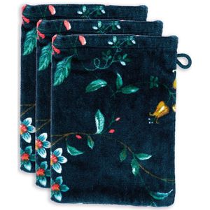 Washandje Set/3 Les Fleurs Donkerblauw 16x22 cm