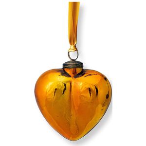Kerstbal Glas Hart Geel 12.5cm
