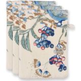 Secret Garden - Washandje Set/3 - Wit/Blauw - 16x22cm - Badstof