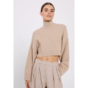 Mathilde bow knit top beige - NORR