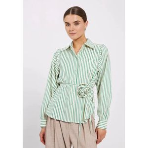 Linna shirt bright green stripe- NORR