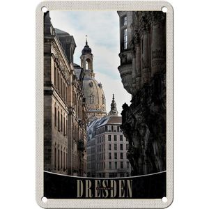 Blechschild Reise 12x18cm Dresden Deutschland Domkuppel Schild
