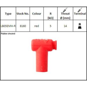 NGK8160 LB05EMH-R Z&#252;ndkerzenstecker Silicon, 90 Grad, Farbe rot wasserdicht, 5 Kilo Ohm entst&#246;rt