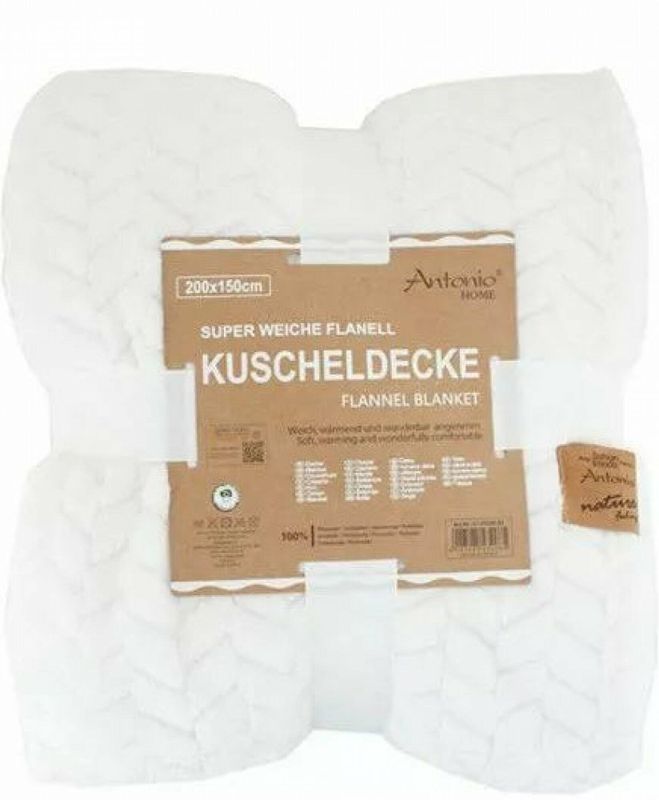 Jacquard Wohndecke » Kuscheldecke 150x200cm » Kuscheldecke gl&#228;nzend » Couchdecke » Tagesdecke warm und weich - Wei&#223;