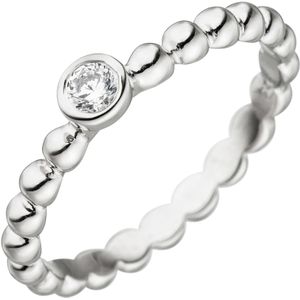 Gr. 64 - Damen Ring Kugel 925 Sterling Silber 1 Zirkonia Kugelring Silberring