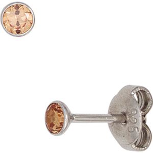 JOBO""43241""Ohrstecker rund 925 Sterling Silber rhodiniert 2 Zirkonia champagner Ohrringe