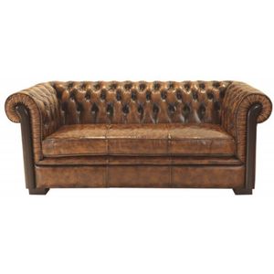 Dreisitzer-Sofa Chesterfield Tiffy aus echtem Rindsleder Whisky