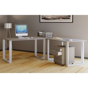 VCM Eck-Schreibtisch Lona 220x220x80 U-Fuesse Grau