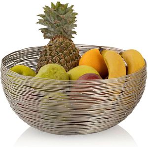 Obstkorb ø 30 cm H 13 cm Brotkorb Obstschale Metall rund silber o. gold dollce Metall Drahtstruktur