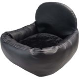 Extra pflegeleichter Hunde Leder Look Autositz - Verst&#228;rkter Autositz f&#252;r kleine und mittlere Hunde - hochwertiger und wasserfester Hundeautositz f&#252;r den Beifahrersitz im Auto (L-Gr&#246;&#223;e, Schwarz) kompatibel f&#252;r Mitsubishi Lancer V