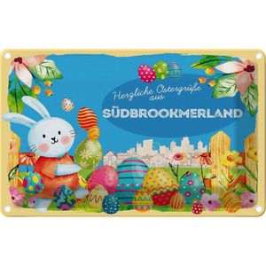 vianmo Blechschild 18x12cm Ostergr&#252;&#223;e S&#252;dbrookmerland Deko Geschenk
