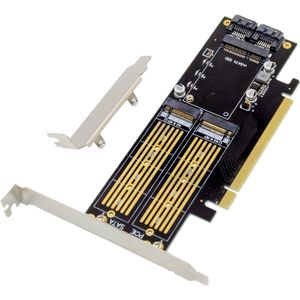 InLine® PCIe Karte x16 zu 2x M.2, 1x mSATA
