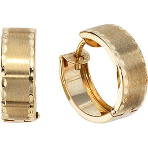 JOBO""Creolen rund 333 Gold Gelbgold teil matt Ohrringe Goldohrringe Goldcreolen