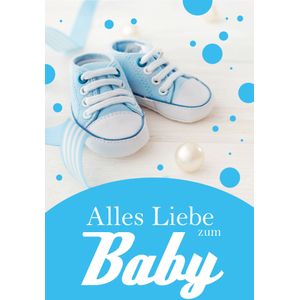 A Geburt Baby Gl&#252;ckwunschkarte mit Umschlag Blaue Schuhe Alles Liebe zum Baby